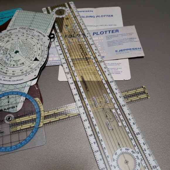 Jeppesen Vtg 3 Pc Computer CSG Slide Air Navigation & Folding & Super Plotter - Picture 3 of 10